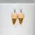 Ice Cream Cone Dangle Earrings on Clear Plastic Hooks Vanilla Strawberry