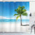 Ambesonne Landscape Shower Curtain Caribbean Maldives Beach Island Sea Ocean Palm Trees Artwork Print Cloth Fabric Bathroom Decor Set with Hooks 70 inch Long Sky Blue