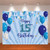 Crefelicid 7x5ft Happy 15th Birthday Backdrop Blue Bollons Children Birthday Background Decorations Cakes Candles Gifts for Kids Party Photo Booth Birthday Banner