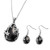 Shop LC Delivering Joy Stainless Steel Black Onyx White Crystal Lever Back Flower Earrings Chain Pendant Necklace Set Engagement Wedding Anniversary Bridal Jewelry for Women Size 20 inch