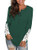 Womens Tops Long Sleeve Round Neck Shirts Button Lace Henley Tunic Green XL