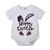 Happy Easter Newborn Infant Baby Boys Girls Bunny Short Sleeve Romper Easter Bodysuit Outfit -6-9 Months White-