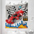 Lunarable Cars Tapestry Twin Size Race Car Finish Line Flags Pilot Abstract Plain Background Print Wall Hanging Bedspread Bed Cover Wall Decor 68 inch X 88 inch Multicolor