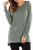 Womens Fall Long Sleeve Side Split Loose Casual Pullover Tunic Minimalism Tops -Green M-