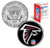 Merrick Mint Falcons NFL Logo Licensed John F. Kennedy Half Dollar COA  and  Display Stand