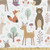 Lunarable Forest Fabric by The Yard Childish Hand Drawn Bear Owl Hedgehog Mushroom Moose Rabbits Baby Friends Pattern Decorative Fabric for Upholstery and Home Accents 1 Yard Brown Camel