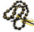 Hawaii Black Kukui Nut Leis with Flower Necklace 30 Inches -Black with Yellow flower-
