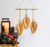 Clife Macrame Wall Hanging Feather Boho Chic Woven Leaf Tassels Decoration Cotton Ornaments - Bohemian Apartment Decorations - Living Room Bedroom Decor -Yellow-3 Leaf-