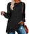ANFTFH Womens Long Sleeve Loose Casual Fall Pullover Side Split Tunic Tops Black Gray L