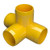 FORMUFIT F0014WT-YE-4 4-Way Tee PVC Fitting Furniture Grade 1 inch Size Yellow -Pack of 4-