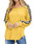Naggoo Lady Top Long Sleeve Leopard Print Waffle Tops Sweater Shirts Pullover Yellow M