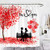 Wencal Valentines Day Heart Tree Lovers on Bench Shower Curtain Balloons Couple Love You Bathroom Decor with Hooks 72 x 72 Inches