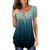 HebeTop Womens Tunic Tops Short Sleeve Loose V Neck Button Up Pleated Gradient Henley Shirts Blouse T Shirt Green