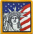 United States Flag with Liberty Statue Embroidered Patch W/Velcro-R- Brand Fastener Backing Hook  and  Loop Morale Patriotic Emblem Gold Border 1