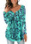 Ophestin Womens Long Sleeve Floral Tops Henley V Neck Loose Tunic Blouse Shirt Green Size S