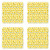 Lunarable Daffodil Coaster Set of 4 Retro Abstract Small Bedding Plants Flourishing Meadow Girls Kids Design Square Hardboard Gloss Coasters for Drinks Yellow Green Orange