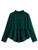 Romwe Womens Long Sleeve Mock Neck Ruffle Hem Work Peplum Blouse Tops Solid Green XS