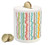 Ambesonne Striped Piggy Bank Vertical Abstract Featured Swirl Lines Curved Sketchy Bands and Dots Display Printed Ceramic Coin Bank Money Box for Cash Saving Multicolor
