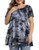MONNURO Womens Short Sleeve Casual Loose Fit Flare Swing Tunic Tops Basic T-Shirt Plus Size-Tie Dye Black4X-