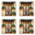 Ambesonne Shutters Coaster Set of 4 Basket of Flowers Historic Building Window with Classic Lace Curtain Inside Image Square Hardboard Gloss Coasters for Drinks Beige Green