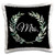 3dRose White Mrs. inside a wreath of green leaves on black background. - Pillow Cases -pc_336940_1-