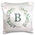 3dRose Wreath with monogram initial letter B in green on white. - Pillow Cases -pc_337384_1-