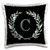 3dRose Wreath with monogram initial letter C in green on black. - Pillow Cases -pc_336766_1-