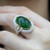 Jindamanee Shop Antique Emerald 18K Yellow Gold Plated Wedding Engagement Ring Jewelry Size 6-10 -8-