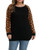 Allegrace Womens Plus Size Tunic Tops Soft Lightweight Knit Long Sleeve Shirts Color Block Loose Tunics Leopard Print Sleeve Yellow 24W