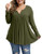 Allegrace Womens Plus Size Tunics Button Up Henley V Neck Tops Pleated Long Sleeve Tunic Shirts Army Green 14W Allegrace Womens Plus Size Tunics Button Up Henley V Neck Tops Pleated Long Sleeve Tunic Shirts Army Green 14W