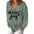 YAnGSale Top Women Shirt Hippie Soul Letter Blouse Print Pullover Long Sleeve T-Shirt Tops -Green S-