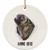 Lovesout Cute Pug Brindle Personalized Name Christmas Tree White Ceramic Circle Ornament