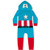 Marvel Boys Captain America Zip Up Hooded Coverall 100 percent Cotton Blue Size 5T