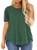 ROSRISS Womens Plus Size Tops 3X Casual Short Sleeve Solid Color Crewneck Blouses Shirts Green 24W
