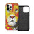 Compatible with 2020 iPhone 12 Series Case Abstract Style Lion Portrait with Doodle Style Circle Figure Wildlife Leader Image for iPhone 12 Pro Max 6.7inch
