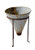 Creative Co-Op DA6492 Small Tin Cone Shaped Flower Pot with Metal Stand Set with Distressed Zinc Finish