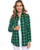 Hawiton Womens Long Sleeve Roll Up Plaid Flannel Shirt Button Down Boyfriend Casual Tops with Pockets Green