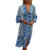 HIRIRI Womens Summer Bohemian Maxi Dresses Casual V Neck Bohemian Floral Print Split Beach Long Dress Blue
