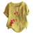 Meikosks Floral Print Blouse Womens Plus Size Cotton and Linen Top Short Sleeve O-Neck T Shirt Yellow
