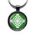 Celtic Symbol Knot Cross Circle White on Green Silver Keychain Keyring