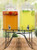Estilo Hammered Glass Double Beverage Drink Dispenser On Stand With Leak Free Spigot, 1 gallon, Clear