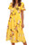 ROYLAMP Womens Floral Button Up Split V Neck Short Sleeve Casual Flowy Midi Dress with Pockets Yellow Floral L
