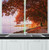 Ambesonne Autumn Decor Kitchen Curtains by, Surreal Pathway Covered by Faded Fall Leaves by the Lake November Landscape, Window Drapes 2 Panels Set for Kitchen Cafe, 55W X 39L Inches, Orange Lilac