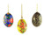 BestPysanky Set of 3 Blue Black and Yellow Flowers Wooden Easter Egg Ornaments 3 Inches
