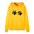 Hoodies for Women Long Sleeve Footprintsd Print Color Block Hooded Sweatshirt Drawstring Pullover Tops Yellow