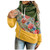 Women Sweatshirt Hoodies Long Sleeve Floral Print Color Block Hooded Drawstring Pullover Tunic Tops Yellow