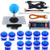 SJAJX Arcade Game Stick DIY Kit Buttons with Logo 8 Way Joystick USB Encoder Cable Controller for PC PS3 PS2 MAME Raspberry Pi Blue