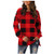 Pumsun Tops Womens Long Sleeve Pullover Tunic Tops Round Neck Loose T-Shirt Side Split Plaid Shirts Blouse Red