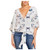 Meikosks Womens Tie Front Blouses Summer V Neck Tops Batwing Short Sleeve T Shirt Floral Print Tee White