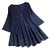 Womens Plus Size Long Sleeve Solid V-Neck A-Line Flowy Tunic Tops Casual Loose Lace Trim Shirt Blouse Navy